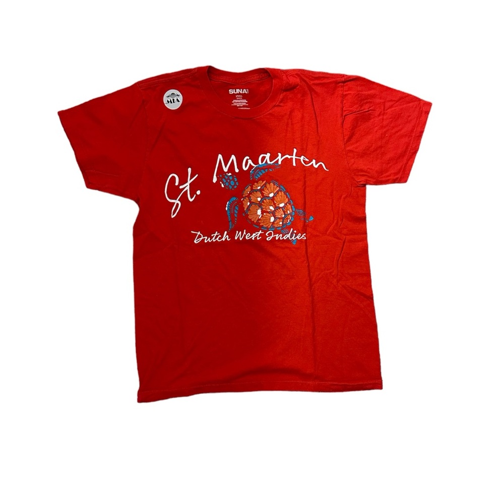 womans small red “saint martin” turtle t-shirt